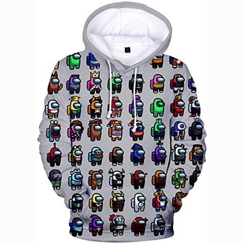 Image of Video Game Among Us Hoodie - 3D Print Drawstring Pullover Sweater with Pocket