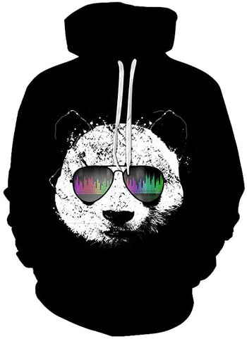 Image of Mr. Panda Hoodie Costume Sunglasses Panda Bear Pullover Hoodies