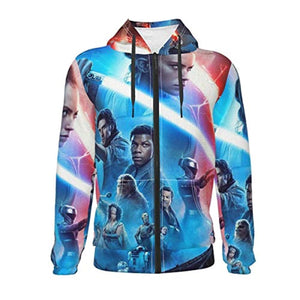 Star Wars Hooded Jacket - Rey 3D Print Blue Hooded Zip Up Coat with Pocket