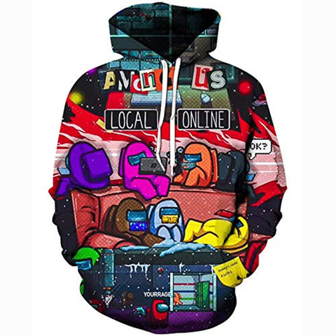 Image of Video Game Among Us Hoodie - 3D Print Pullover Drawstring Hoodie