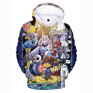 Undertale Hoodie - Colorful Sans Frisk Toriel Skull 3D Print Pullover Drawstring Hoodie