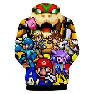 Mario Hoodie - Super Smash Bros Mario Link 3D Full Print Drawstring Hooded Pullover Sweatshirt