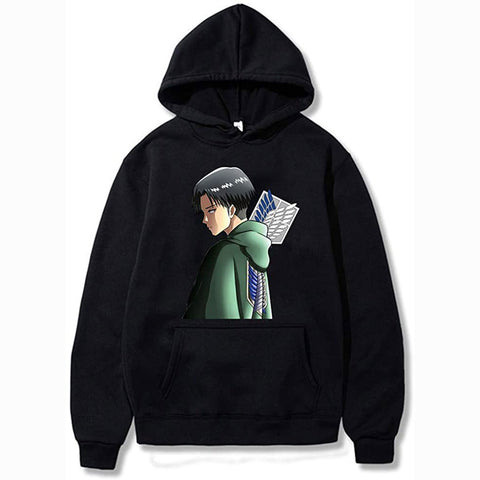 Image of Unisex Anime Attack on Titan Ackerman Levi Printed Cotton Cozy Hoodies Hooded Sweatshirts Pullovers Tops