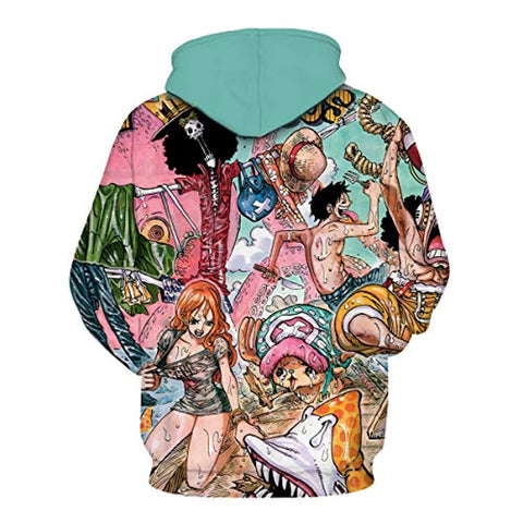 Image of Unisex Anime One Piece Hoodie - 3D Printed Luffy Pullover Sweatshirt