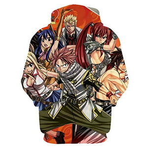 Fairy Tail Casual 3D Printed Pullovers - Pocket Drawstring Hoodies