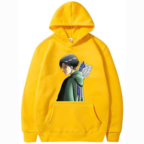 Image of Unisex Anime Attack on Titan Ackerman Levi Printed Cotton Cozy Hoodies Hooded Sweatshirts Pullovers Tops