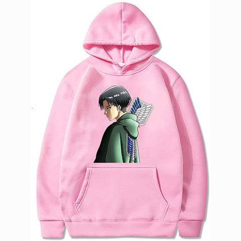 Image of Unisex Anime Attack on Titan Ackerman Levi Printed Cotton Cozy Hoodies Hooded Sweatshirts Pullovers Tops