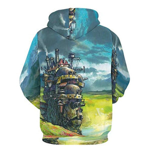 Anime Howl's Moving Castle Hoodie - 3D Print Pullover Hoodie with Big Pockets