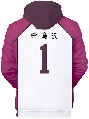 Anime Haikyuu Hoodie - Ushijima Wakatoshi Cosplay Hooded Volleyball Sweatshirt