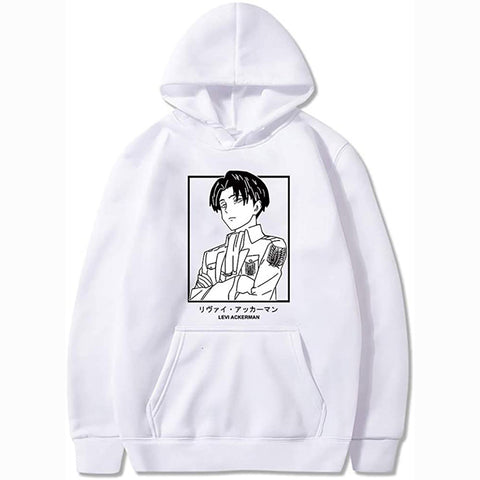 Image of Unisex Anime Attack on Titan Ackerman Levi Printed Cotton Cozy Hoodies Hooded Sweatshirts Pullovers Tops