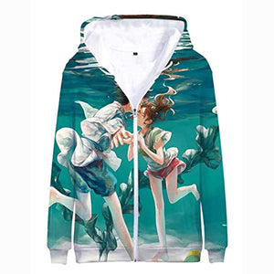 Anime Spirited Away Hoodies - 3D Zip Up Hooded Jacket for Adult