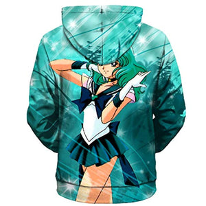 Anime Sailor Moon Hoodie - Sailor Neptune Kaiou Michiru 3D Print Pullover Hoodie