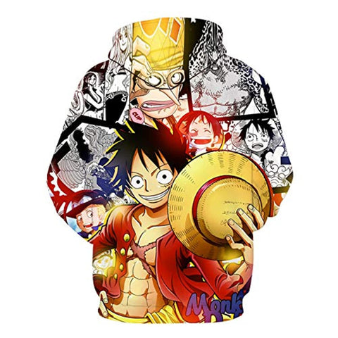 Image of Anime One Piece Monkey D Luffy Hoodie - 3D Printed Pullover Sweatshirt