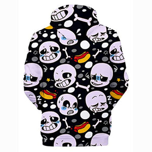 Undertale Hoodie - Sans Skull 3D Print Pullover Drawstring Hoodie