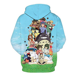 Cartoon Totoro Hoodie - Unisex 3D Print Hooded Pullover Sweatershirt