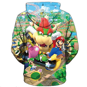 Mario Hoodie - Super Smash Bros Colorful 3D Full Print Drawstring Hooded Pullover Sweatshirt