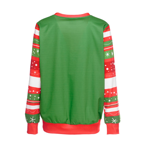 Image of Christmas Sweatshirts - Happy Christmas Icon Super Cute Green 3D Sweatshirt