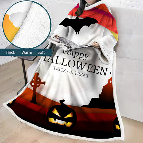 Image of 3D Digital Printed Blanket With Sleeves-Blanket Robe Halloween Party