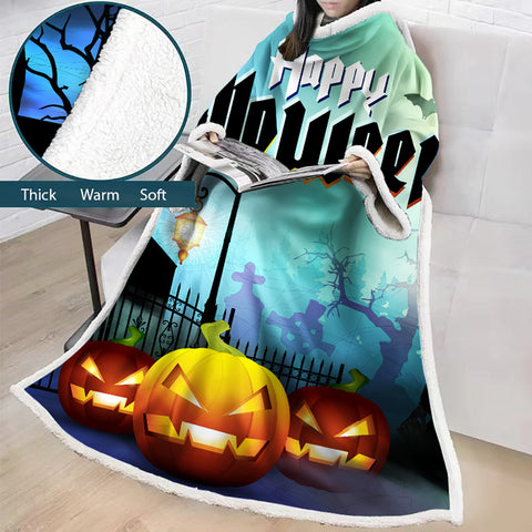 Image of 3D Digital Printed Blanket With Sleeves-Blanket Robe Halloween Party