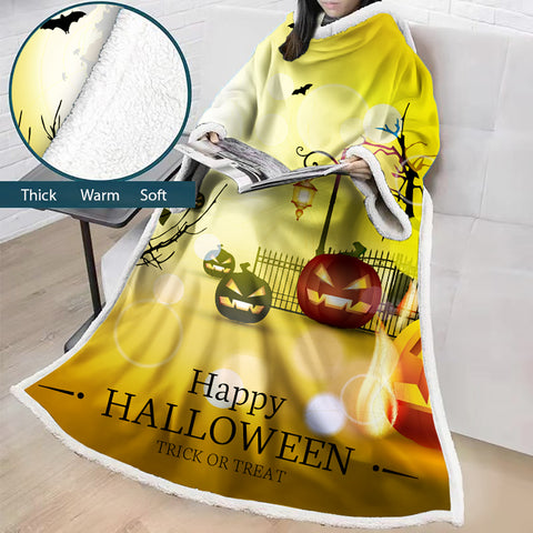 Image of 3D Digital Printed Blanket With Sleeves-Blanket Robe Halloween Party