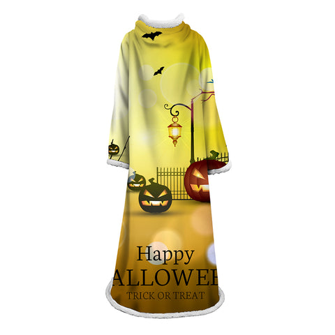 Image of 3D Digital Printed Blanket With Sleeves-Blanket Robe Halloween Party