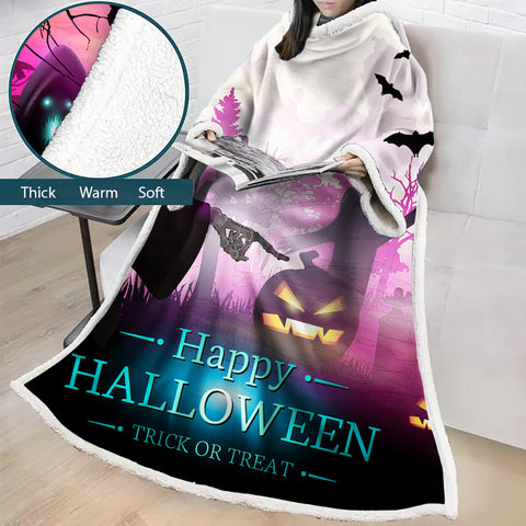 Image of 3D Digital Printed Blanket With Sleeves-Blanket Robe Halloween Party