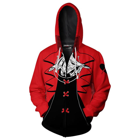 Image of Persona 5 Hoodie—— Red Akira Kurusu Zipper Up Printed Hoodie