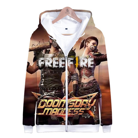 Image of Game Free Fire 3D Zipper Hoodie - Funny Long Sleeve Sweatshirt