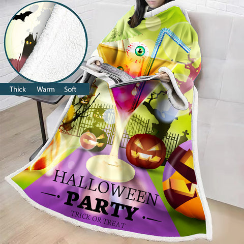 Image of 3D Digital Printed Blanket With Sleeves-Blanket Robe Halloween Party