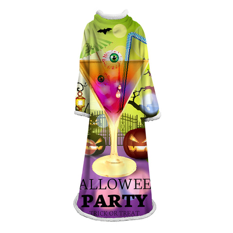 Image of 3D Digital Printed Blanket With Sleeves-Blanket Robe Halloween Party