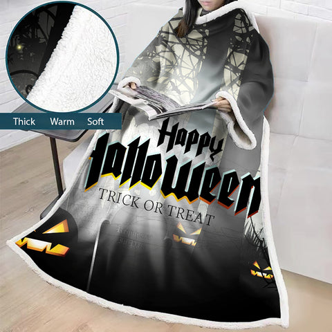 Image of 3D Digital Printed Blanket With Sleeves-Blanket Robe Halloween Party