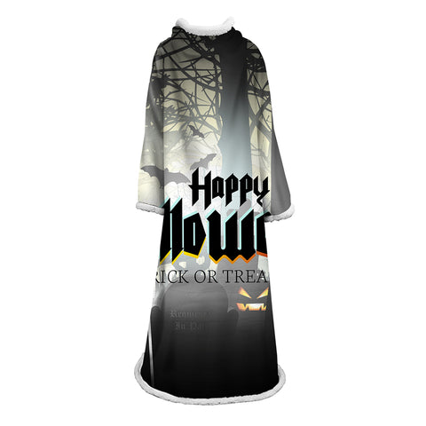 Image of 3D Digital Printed Blanket With Sleeves-Blanket Robe Halloween Party