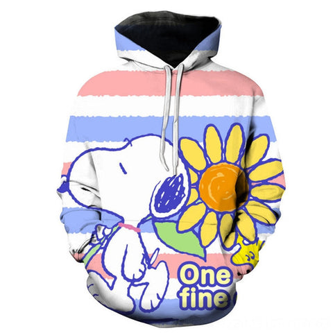 Image of 3D Printed Snoopy Digital Casual Hoodie Pullover Sweatshirt