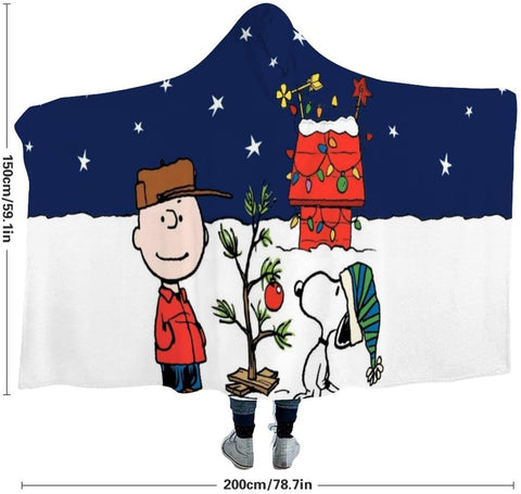 Image of Christmas Snoopy Hooded Blanket - Wearable Throw Cape