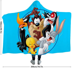 Bugs Bunny Daffy Duck Sylvester Taz Tweetie Pie Hooded Blanket