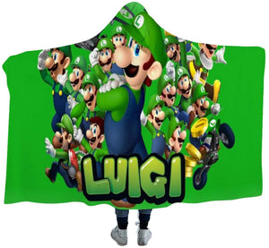 Super Mario Luigi Hooded Blanket - Throw Blanket Cape