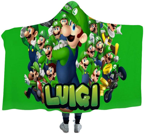 Image of Super Mario Luigi Hooded Blanket - Throw Blanket Cape