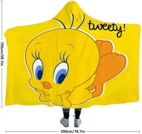 Image of Cartoon Tweety Printed Hooded Blanket - Animal Printed Cape