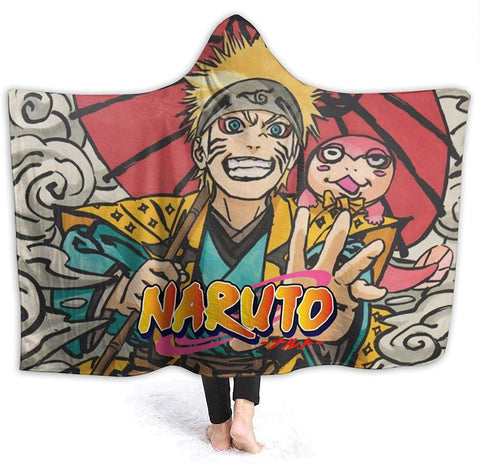 Image of Naruto Throw Blanket - Unisex Adult Flannel Hooded Blanket