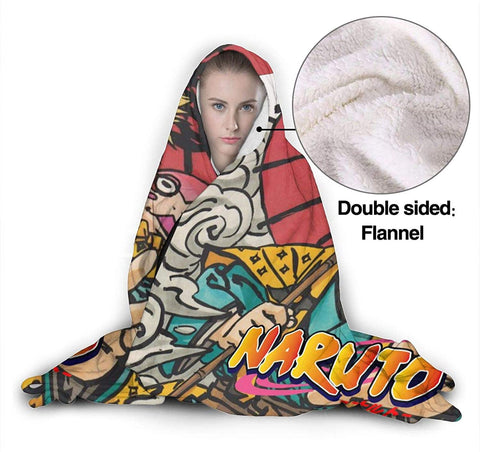 Image of Naruto Throw Blanket - Unisex Adult Flannel Hooded Blanket