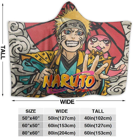 Image of Naruto Throw Blanket - Unisex Adult Flannel Hooded Blanket