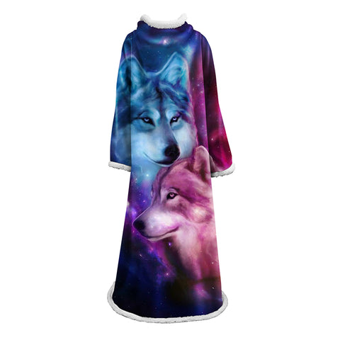 Image of Wolves Blanket With Sleeves-3D Digital Printed Animal Blanket Robe