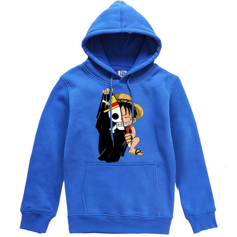 Image of One Piece Luffy Hoodies - Men Casual Fleece Pullover