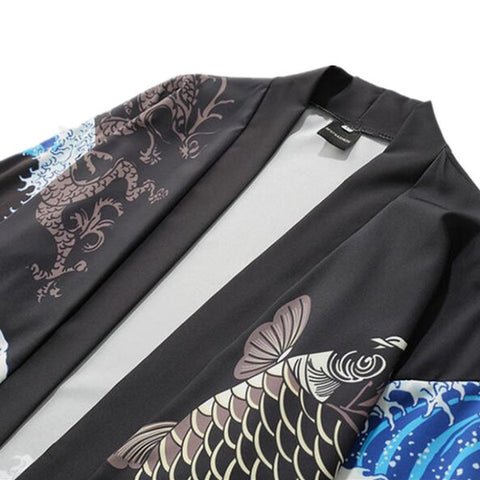 Image of Men's Fashion Japanese Printed Ukiyoe Kimono Cardigan Casual Shirt