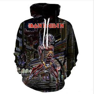 Harajuku Style Iron Maiden Casual 3d Printed Crewneck Sweatshirt Hoodie