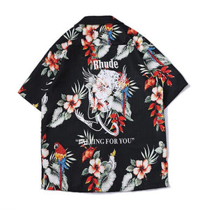 Unisex Short Sleeve Shirt 3D Flowers Printed  Loose Shirts Men Kimono Hawaiian Japanese Streetwear