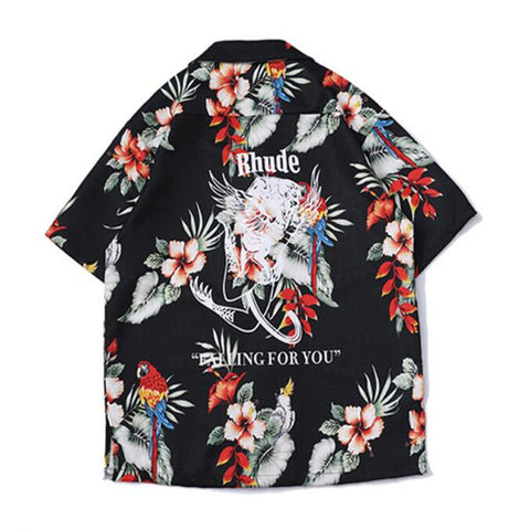 Image of Unisex Short Sleeve Shirt 3D Flowers Printed  Loose Shirts Men Kimono Hawaiian Japanese Streetwear