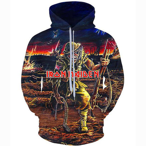 Image of Iron Maiden Hoodie Sweatshirt - Unisex Real Dead One 3D Print Pullover