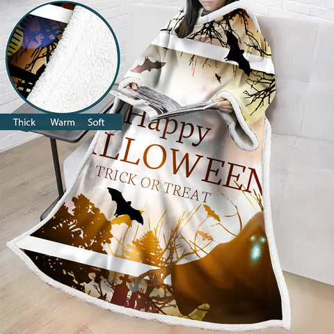 Image of 3D Digital Printed Blanket With Sleeves-Blanket Robe Halloween Party