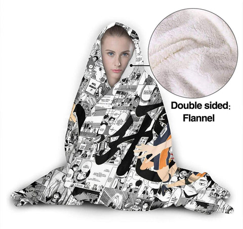 Image of Fleece Throws Blanket - Haikyuu!! Poster Wrinkle Resistant Bed Blanket